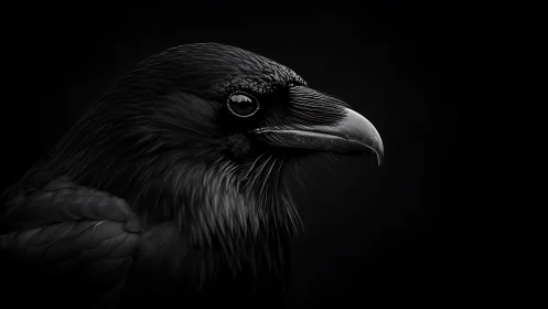 Midnight raven portrait glowing with quiet intelligence.