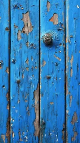 Weathered blue wooden boards with peeling rustic paint