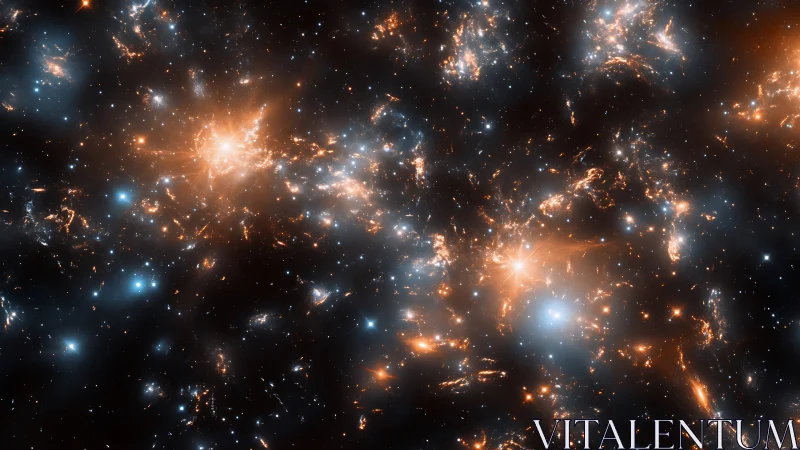 Stellar nebula clusters glow within deep cosmic void