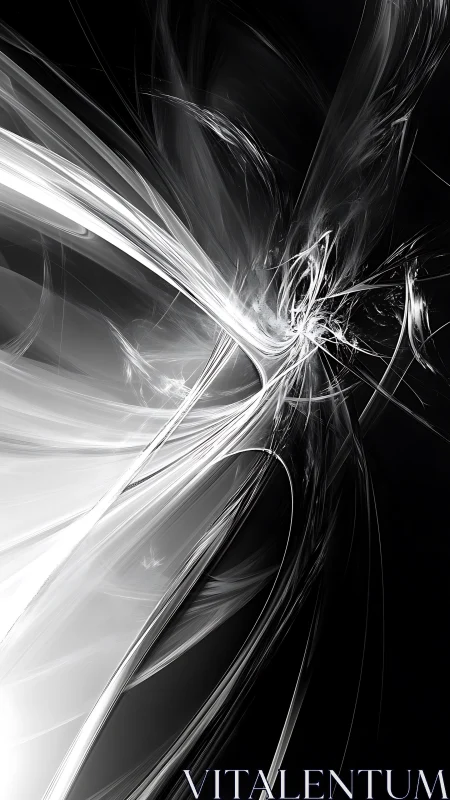 Monochrome fractal plume with high‑contrast vector turbulence.