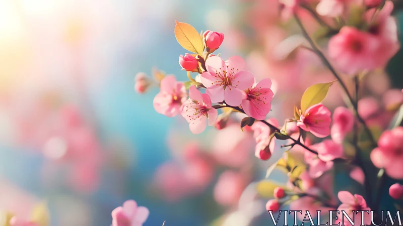 Pink cherry blossoms in spring bloom.