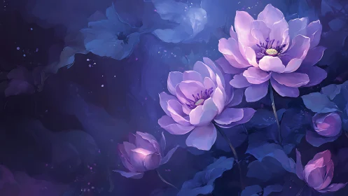 Luminescent Peonies in Twilight Garden