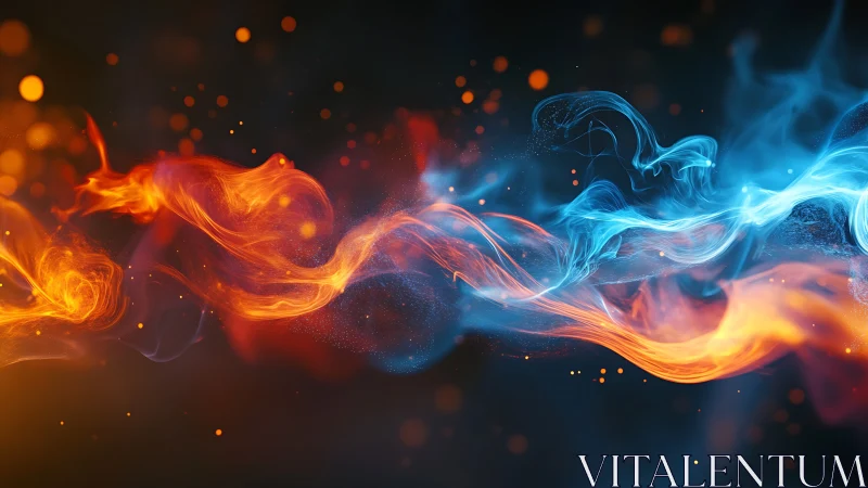 Fire and ice collision: Opposing energy forces blend in ethereal chaos.