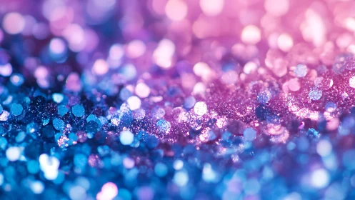 Sparkling Blue and Pink Glitter Close-Up in Soft Bokeh Style.