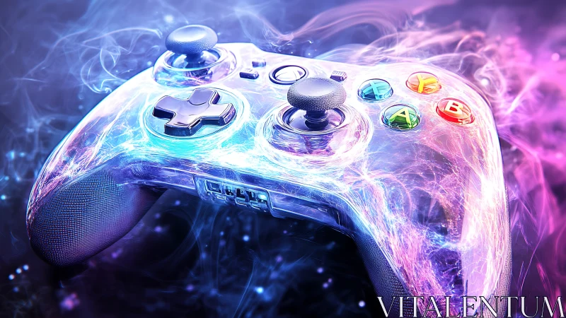 Neon Gaming Controller with Energy Effects.