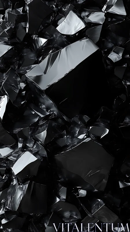 Gleaming black crystal shards invite a closer reflective gaze