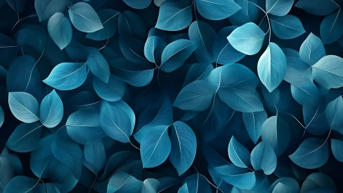 Digital foliage pattern with layered teal leaf structures.