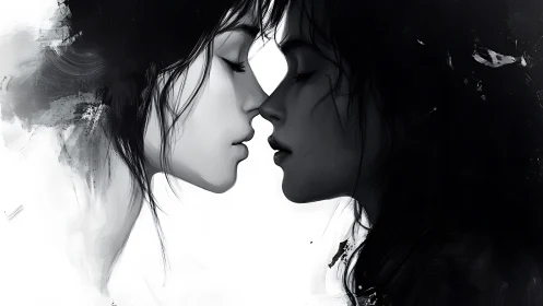 Two Faces in Profile Merging into Black and White