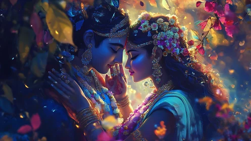 Divine Radiance: Two Celestial Figures in Luminous Reverie.