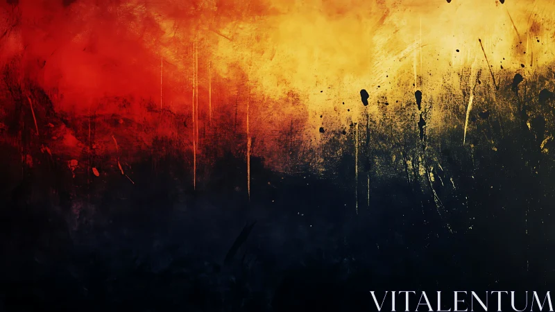 Glowing horizon of red, gold, and midnight brushstrokes.