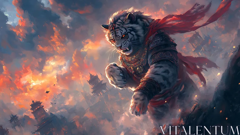 Sky-scorched citadel trembles beneath the warborne tiger