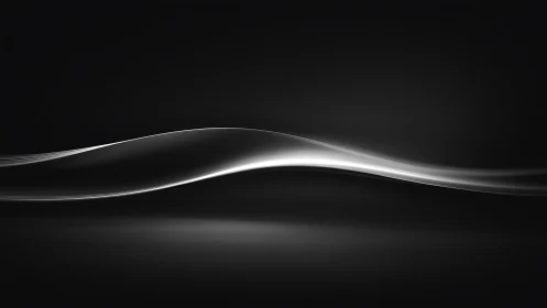 Luminous silver wave line gliding across black void space.
