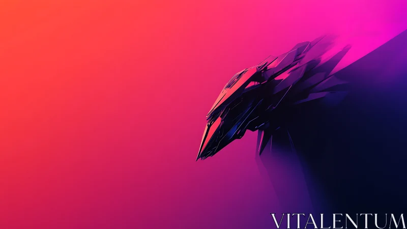 Radiant cyber dragon glides through glowing neon dusk