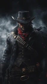 Cinematic gunslinger portrait in smoky low‑key lighting