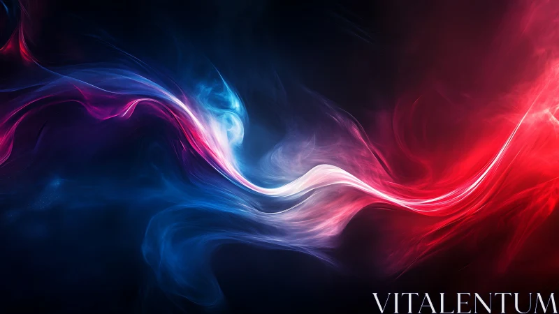 Abstract luminous energy ribbons merge across dark gradient