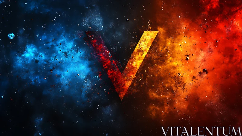 Diagonal V monogram bisects dual nebula field in high contrast