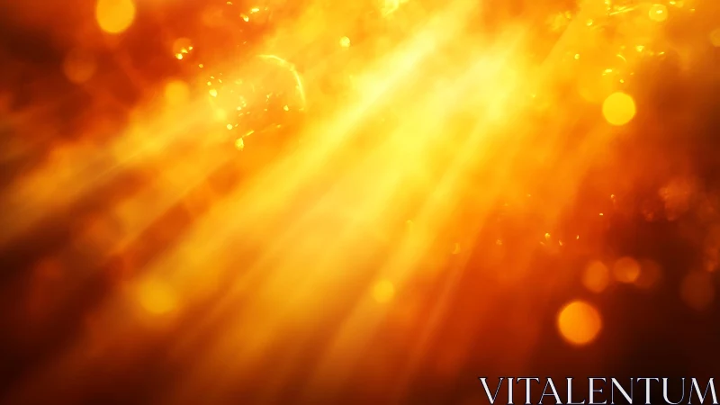 Radiant golden sunlight beams with glowing bokeh abstract background.