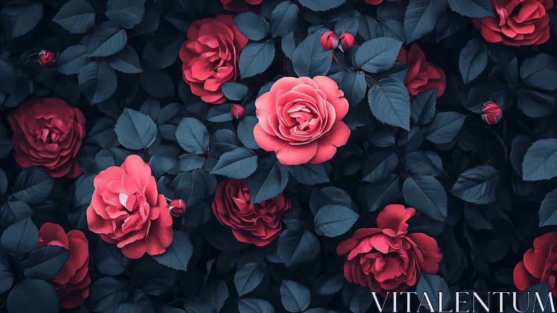 Volumetric Rose Garden Composition with Tonal Depth Layering