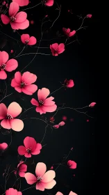 Crimson Cosmos: Delicate Blossoms Dance Across Midnight.