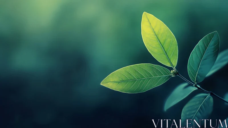 Macro study of green leaves with shallow depth of field bokeh