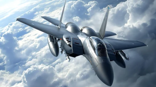 Stormrider jet carves silver pathways through cathedral clouds.