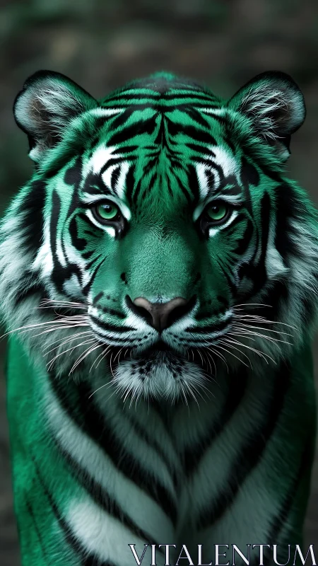 Emerald forest tiger gazing softly with calm bright eyes.
