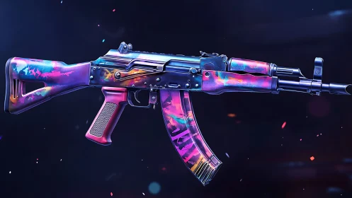 Neon-Rendered Assault Rifle with Holographic Gradient Finish.