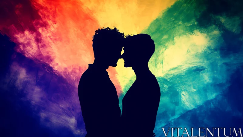 Luminous Silhouettes: Two Souls Unite in Radiant Spectrum.