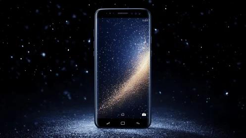 Smartphone with Particle Display and Dark Background