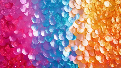 Shimmering rainbow sequins in playful, prismatic waves.