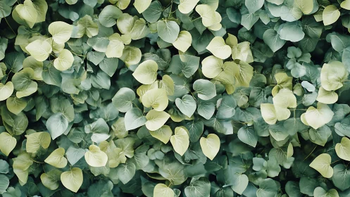 Lush heart-shaped foliage forms dense green living pattern.