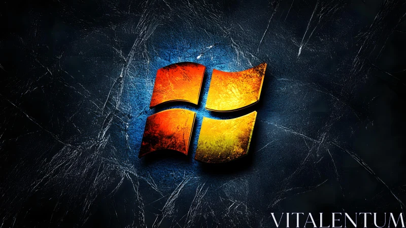 Grunge Windows Logo Digital Art on Textured Dark Background.