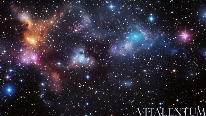 Nebula-lit starfield with vivid multicolor cosmic clouds.