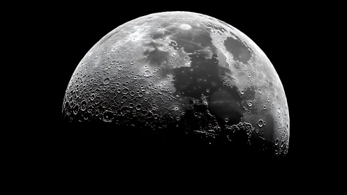 Half-lit lunar crown etched with craters in stark shadow.