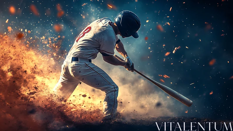 Explosive baseball swing captures a thrilling game moment