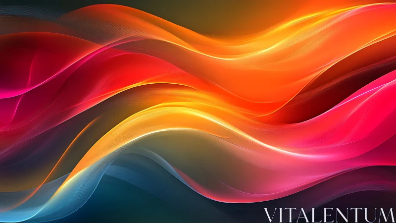 Chromatic light waves in flowing layered gradient ribbons.