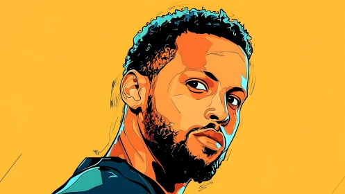 Vector portrait isolates male head with bold contour segmentation