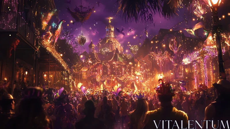 Midnight carnival cathedral drenched in enchanted neon confetti.