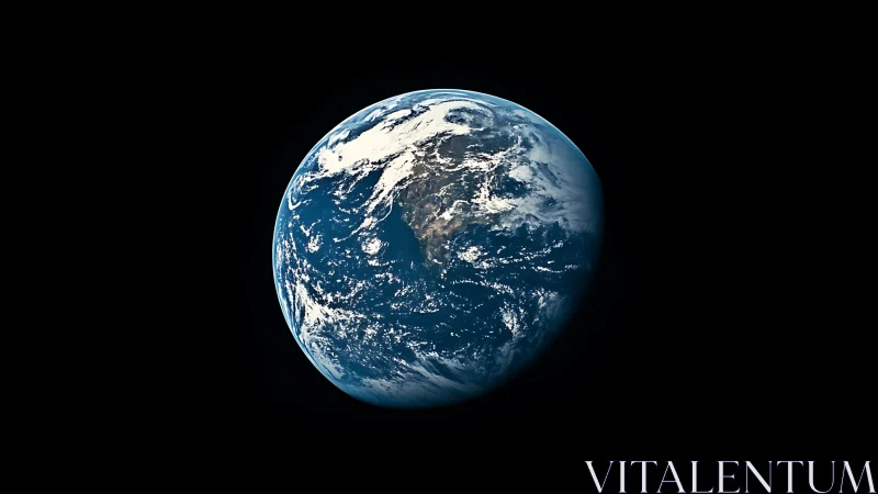 Blue planet drifts like a lone marble in velvet cosmos.