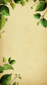 Botanical parchment layout with asymmetrical foliage framing.