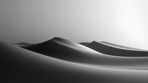 Monochrome gradient dunes under uniform bright sky.