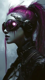 Cyberpunk rebel with neon visor and magenta hair profile