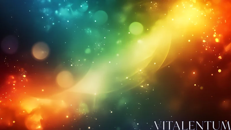 Radiant cosmic color wave arcs across glowing starfield.