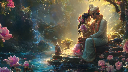 Luminous Garden Romance - Divine Couple by Enchanted Waters.