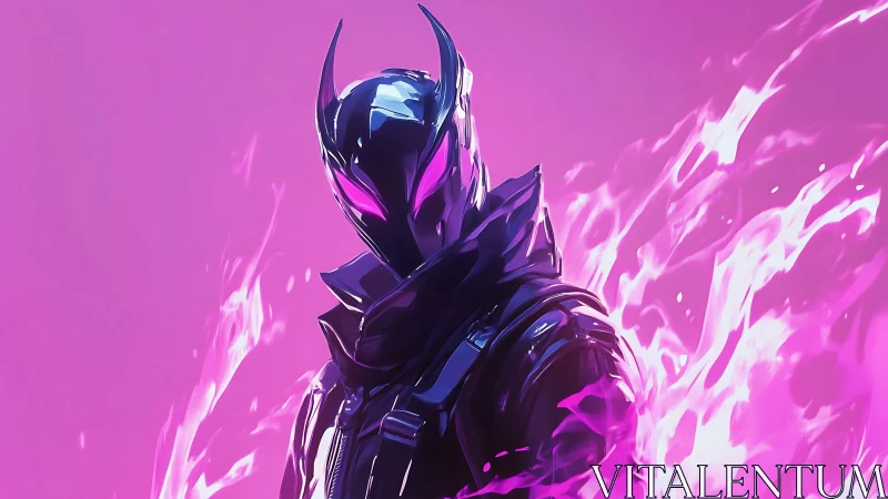Neon-flamed vigilante rises inside a blazing magenta storm.