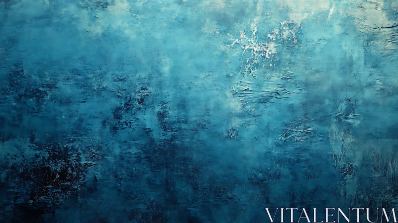 Textured cyan abstraction with layered pigment and depth mapping.