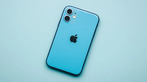 iPhone 11 Liquid Blue: Dual-Camera Smartphone on Gradient Background