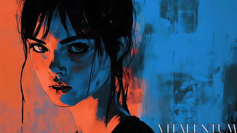 Cinematic digital portrait in bold teal and orange contrast.