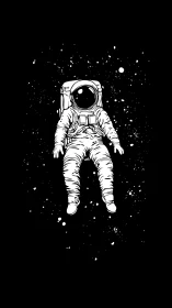 Solitary stargazer drifts weightless in an inkblack cosmos.