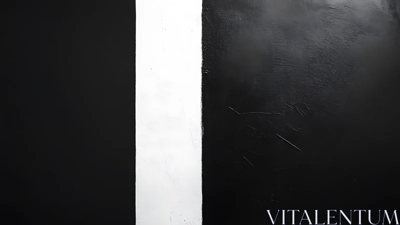 Black and white vertical stripe divides textured panels.